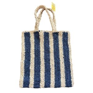 Navy Blue Striped Tote